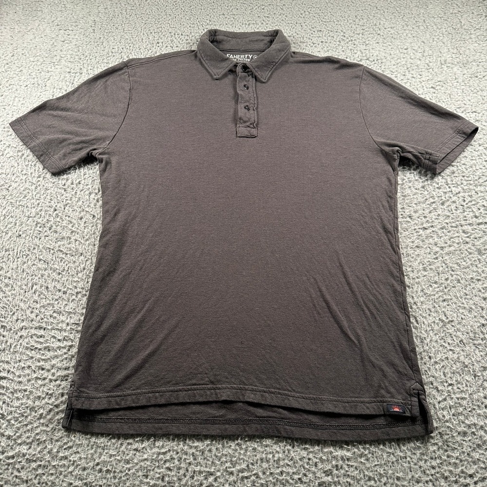Faherty Men's‎ Polo Shirt Medium Gray Cotton Modal Cloud Cotton